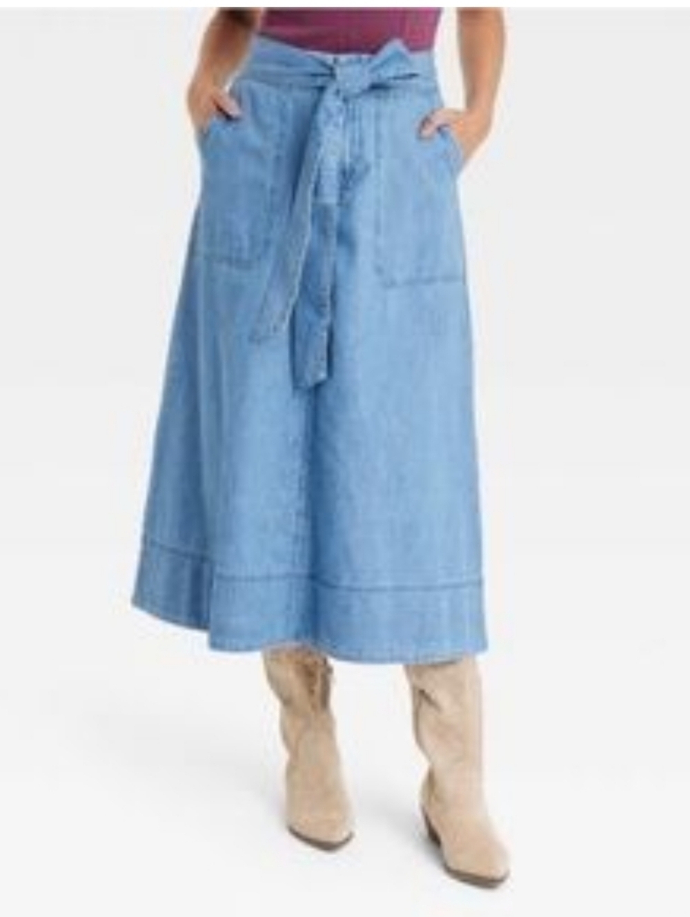 Universal Thread SZ 12 Blue Jean Skirt, Tie Belt Detail